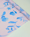 Tecido Viscose Fina Italiano Aquarela Floral Azul e Rosa 