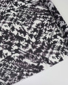 Tecido Crepe Chiffon Italiano Arte Abstrata Branco Cinza e Preto
