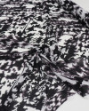 Tecido Crepe Chiffon Italiano Arte Abstrata Branco Cinza e Preto
