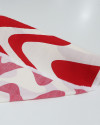 Tecido Crepe de Viscose Italiano Ondas Vermelhas e Off-white 