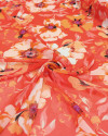 Tecido Crepe Chiffon Italiano Macro Portulaca Vermelha