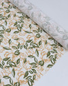 Tecido Viscose Premium Folhas e Flores Creme