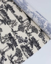 Tecido Viscose Premium Toile de Jouy Village Preto e Creme
