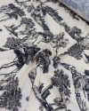 Tecido Viscose Premium Toile de Jouy Village Preto e Creme