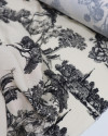 Tecido Viscose Premium Toile de Jouy Village Preto e Creme