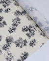 Tecido Viscose Premium Toile de Jouy Palmeiras Preto e Creme