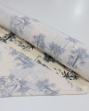 Tecido Viscose Premium Toile de Jouy Palmeiras Preto e Creme