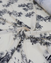 Tecido Viscose Premium Toile de Jouy Palmeiras Preto e Creme