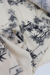 Tecido Viscose Premium Toile de Jouy Palmeiras Preto e Creme