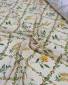 Tecido Viscose Premium Xadrez em Ramos e Floral Amarelo