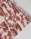 Tecido Viscose Premium Toile de Jouy Village Marsala e Salmão