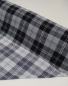 Tecido Crepe Koshibo Quadriculado Duplo Branco, Cinza e Preto