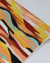 Tecido Crepe Koshibo Pintura Abstrata Tons Quentes