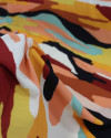Tecido Crepe Koshibo Pintura Abstrata Tons Quentes