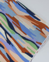 Tecido Crepe Koshibo Pintura Abstrata Tons Frios