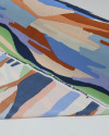 Tecido Crepe Koshibo Pintura Abstrata Tons Frios