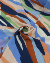 Tecido Crepe Koshibo Pintura Abstrata Tons Frios
