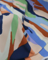 Tecido Crepe Koshibo Pintura Abstrata Tons Frios