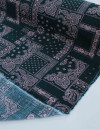 Tecido Viscose Texturizada Cashmere e Recortes Verde Esmeralda e Rosé