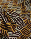 Tecido Viscose Texturizada Entrelaços Amarelo Mostarda e Bege