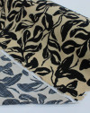 Tecido Viscose Texturizada Folhas Abstratas Preto e Bege