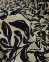 Tecido Viscose Texturizada Folhas Abstratas Preto e Bege