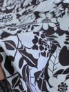 Tecido Viscose Mista com Poliamida Flores Marrom e Branco