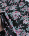 Tecido Cambraia de Algodão Floral Preto e Rosa