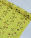 Tecido Crepe de Algodão Bordado Floral Amarelo