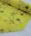 Tecido Crepe de Algodão Bordado Floral Amarelo