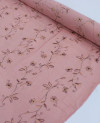 Tecido Crepe de Algodão Bordado Floral Rosé