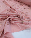 Tecido Crepe de Algodão Bordado Floral Rosé