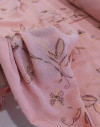 Tecido Crepe de Algodão Bordado Floral Rosé