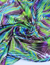 Tecido Crepe Silk Abstrato Verde e Roxo