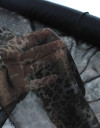 Tecido Crepe Chiffon com Foil Animal Print Dourado e Preto