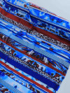 Tecido Crepe Silk Animal Print e Geométrico Azul e Marsala
