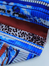 Tecido Crepe Silk Animal Print e Geométrico Azul e Marsala