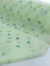 Tecido Crepe de Algodão Bordado Floral Verde Claro