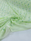 Tecido Crepe de Algodão Bordado Floral Verde Claro