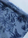 Tecido Crepe Silk Italiano Folhagens Cinza e Azul