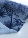 Tecido Crepe Silk Italiano Folhagens Cinza e Azul