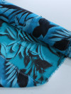 Tecido Crepe Chiffon Texturizado Italiano Folhagens Verde Tiffany e Preto
