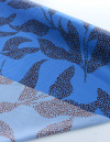 Tecido Crepe Silk Italiano Flores em Pontilhados Marrom e Azul
