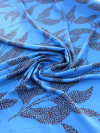 Tecido Crepe Silk Italiano Flores em Pontilhados Marrom e Azul