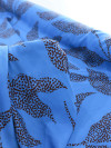 Tecido Crepe Silk Italiano Flores em Pontilhados Marrom e Azul