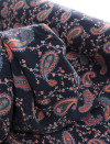 Tecido Viscose Creponada Italiano Micro Cashmere Preto e Coral