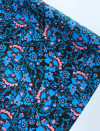 Tecido Crepe Salinas Italiano Floral Azul, Rosa e Preto