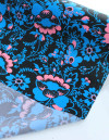 Tecido Crepe Salinas Italiano Floral Azul, Rosa e Preto