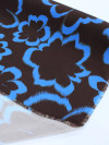 Tecido Crepe Grosso Italiano Macro Floral Azul e Marrom