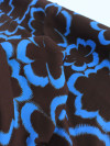 Tecido Crepe Grosso Italiano Macro Floral Azul e Marrom